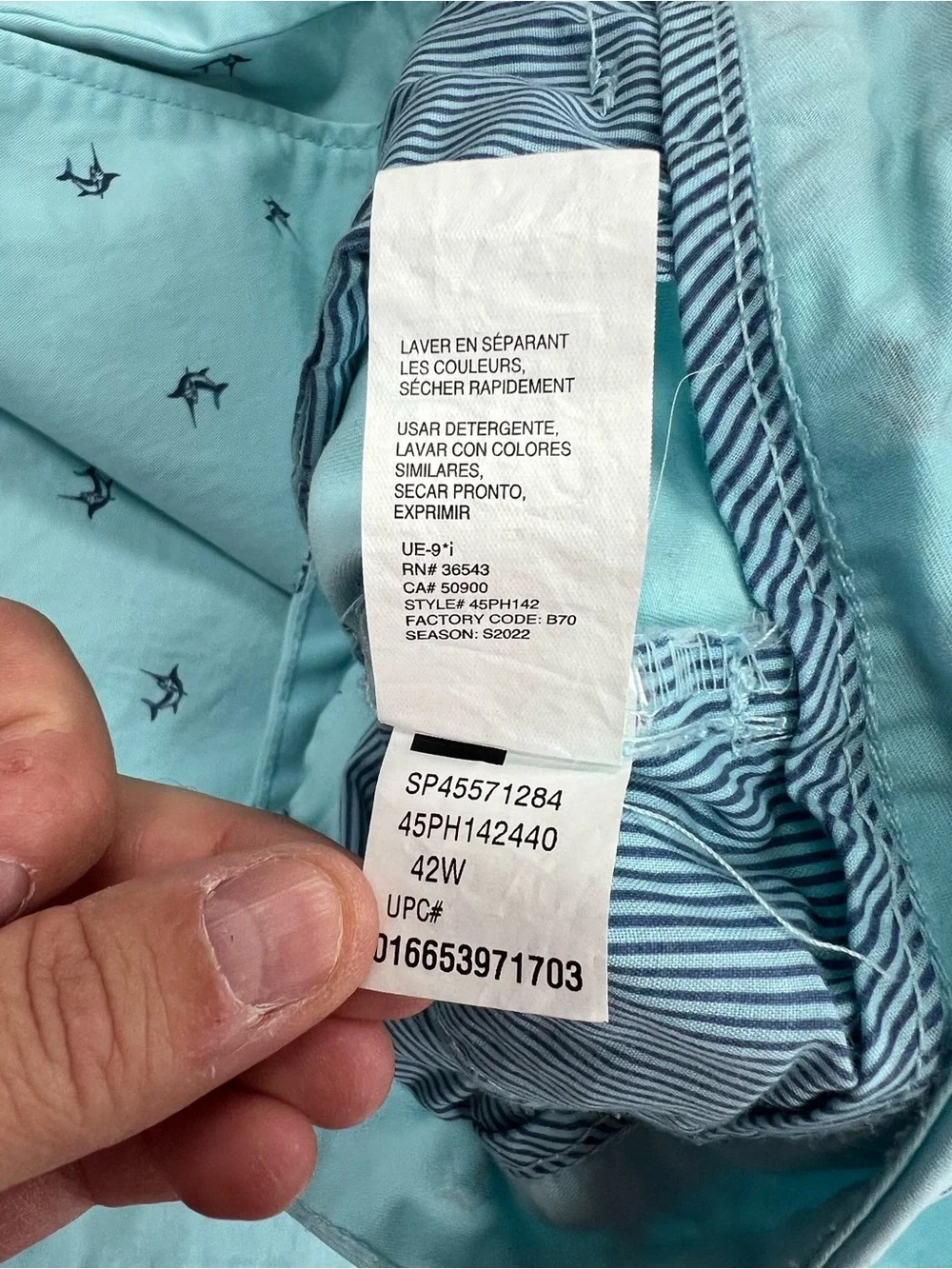 Izod Light Blue Printed Men’s Flat Front Shorts 42